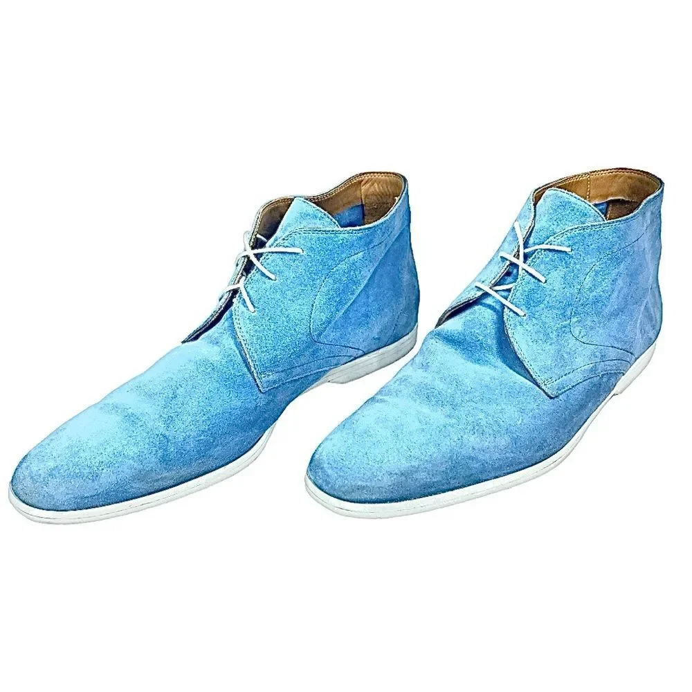 Sutor Mantellassi Blue Suede Chelsea Boots Mens US 10.5 / UK 9.5 Luxury Italian